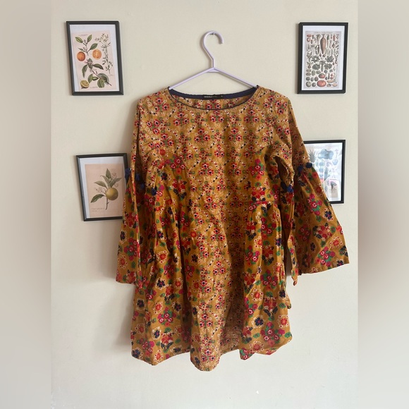 🌸Generation Hippie Style Dress Pom Pom Sleeves - Picture 2 of 4